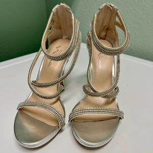 Elegant Silver Strappy Heels